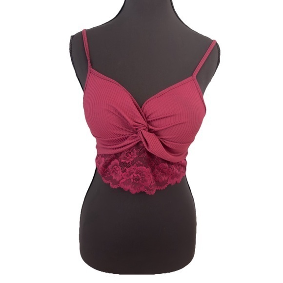 SHEIN Tops - New SHEIN Cropped Tank Top Twisted Front Lace Accent Size Small Bust 26” - 30”